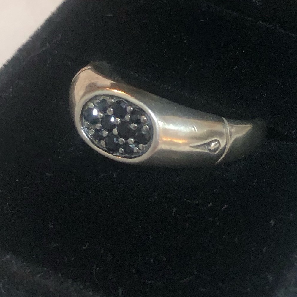 John Hardy Silver and black Sapphire bamboo collection ring